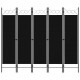 Sonata Параван за стая, 5 панела, черен, 200x180 см