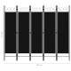 Sonata Параван за стая, 5 панела, черен, 200x180 см