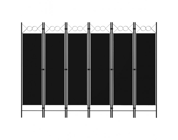 Sonata Параван за стая, 6 панела, черен, 240x180 cм
