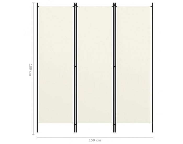 Sonata Параван за стая, 3 панела, кремавобял, 150x180 см