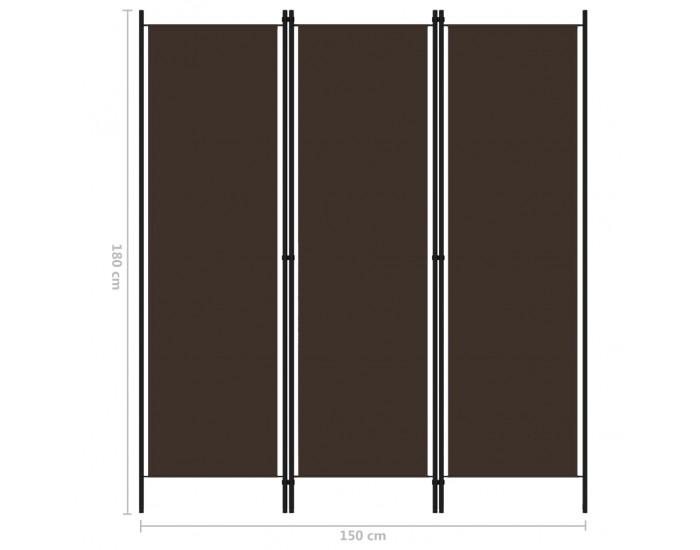 Sonata Параван за стая, 3 панела, кафяв, 150x180 см
