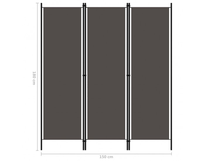 Sonata Параван за стая, 3 панела, антрацит, 150x180 см