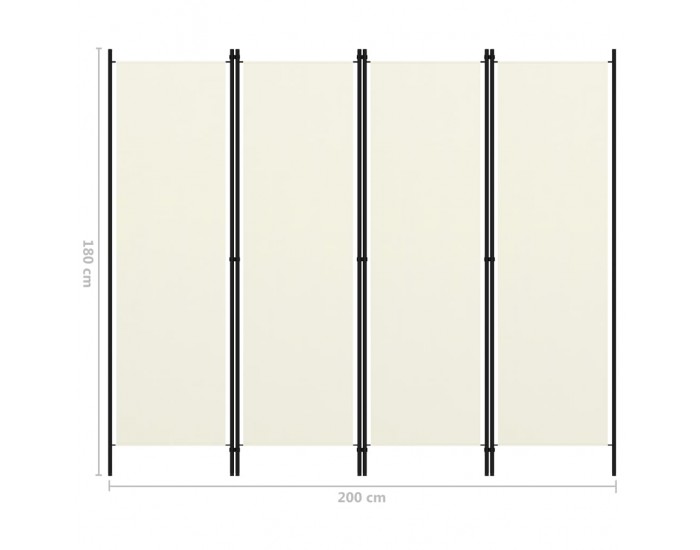 Sonata Параван за стая, 4 панела, кремавобял, 200x180 см