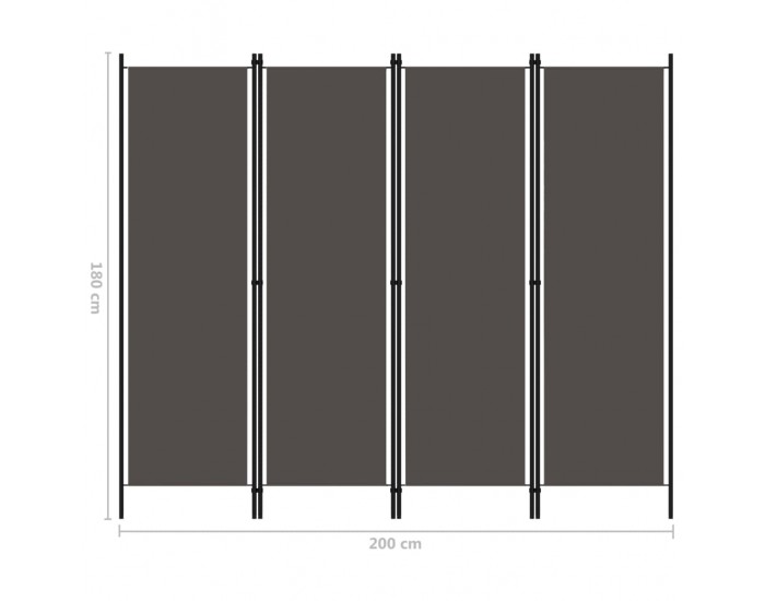 Sonata Параван за стая, 4 панела, антрацит, 200x180 см