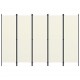 Sonata Параван за стая, 5 панела, кремавобял, 250x180 см