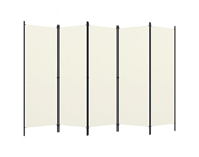 Sonata Параван за стая, 5 панела, кремавобял, 250x180 см