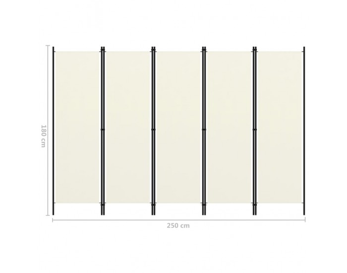 Sonata Параван за стая, 5 панела, кремавобял, 250x180 см