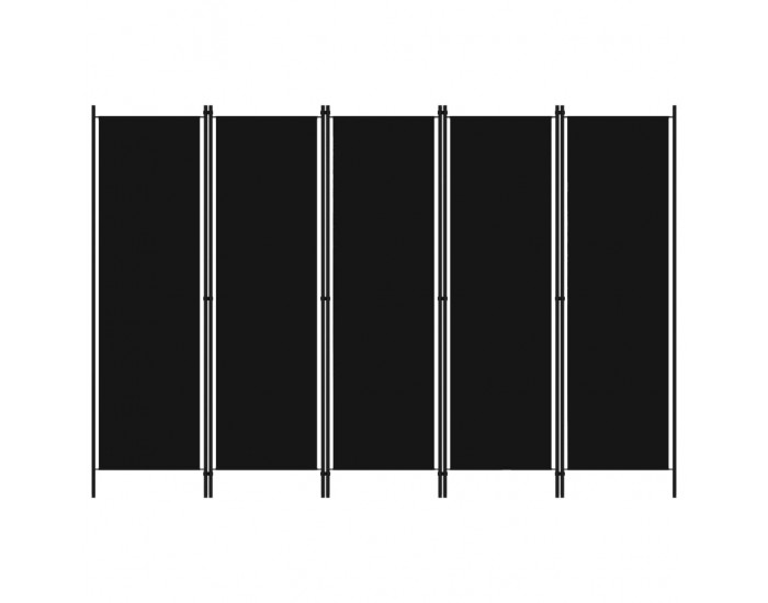 Sonata Параван за стая, 5 панела, черен, 250x180 см