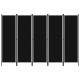 Sonata Параван за стая, 5 панела, черен, 250x180 см