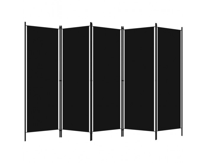 Sonata Параван за стая, 5 панела, черен, 250x180 см