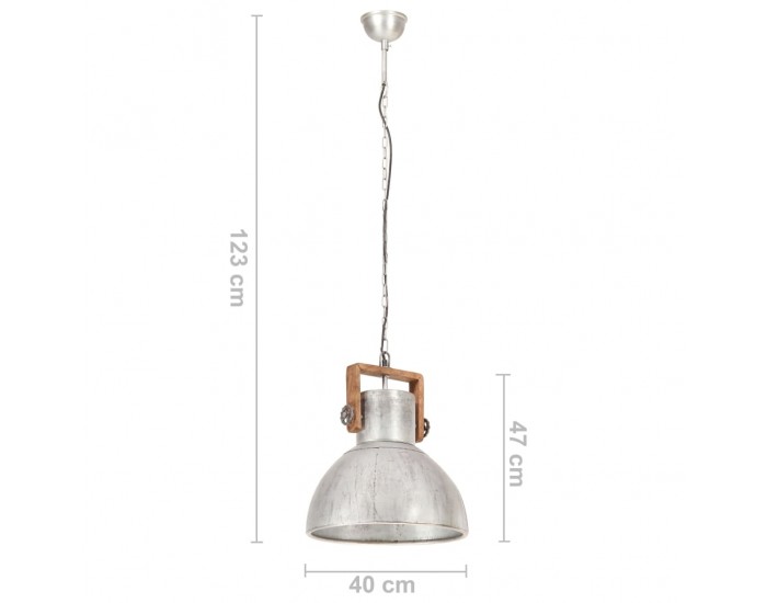 Sonata Индустриална пенделна лампа 25 W сребриста кръгла 40 см E27