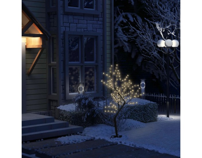 Sonata Коледно дърво, 128 топло бели LED, разцъфнала череша, 120 см