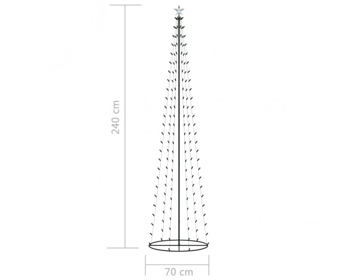 Sonata Коледна елха конус, 136 LED пъстри, декорация, 70x240 см