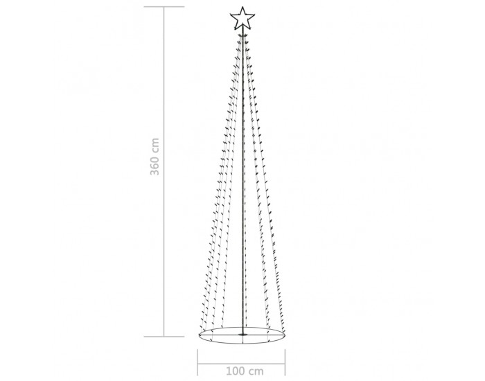 Sonata Коледна елха конус, 400 LED пъстри, декорация, 100x360 см