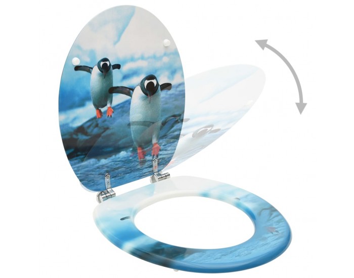 Sonata WC тоалетна седалка с капак, МДФ, дизайн пингвини