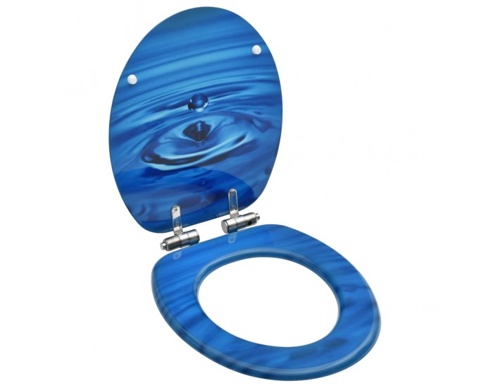 Sonata Тоалетна седалка с плавно затваряне МДФ дизайн сини водни капки