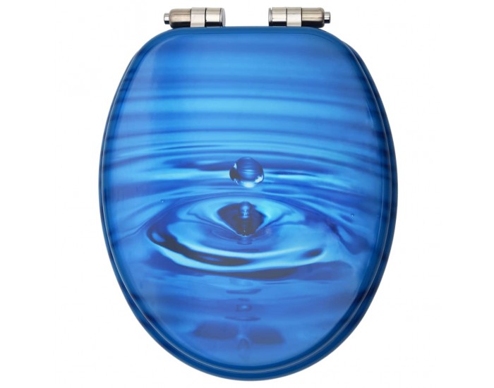 Sonata Тоалетна седалка с плавно затваряне МДФ дизайн сини водни капки
