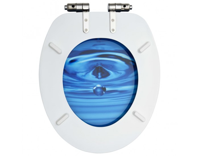 Sonata Тоалетна седалка с плавно затваряне МДФ дизайн сини водни капки