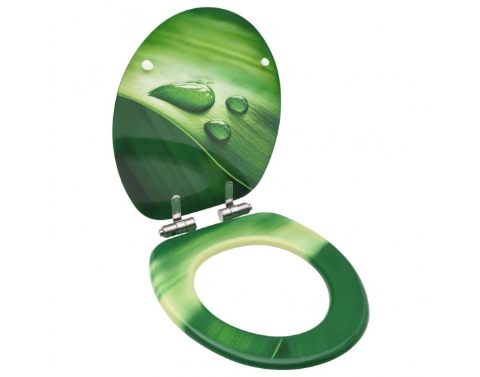 Sonata Тоалетна седалка плавно затваряне МДФ дизайн зелени водни капки