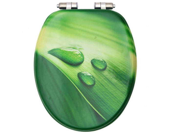Sonata Тоалетна седалка плавно затваряне МДФ дизайн зелени водни капки