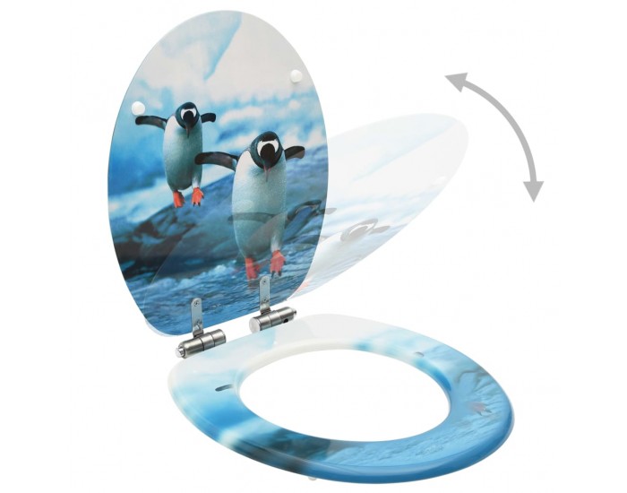 Sonata Тоалетна седалка капак с плавно затваряне МДФ дизайн пингвини