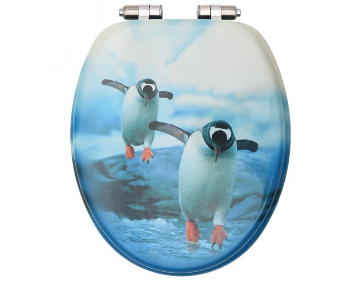 Sonata Тоалетна седалка капак с плавно затваряне МДФ дизайн пингвини