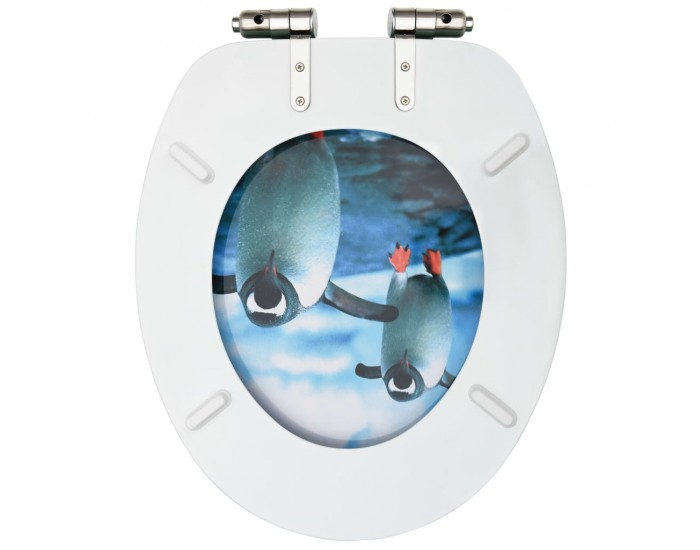 Sonata Тоалетна седалка капак с плавно затваряне МДФ дизайн пингвини