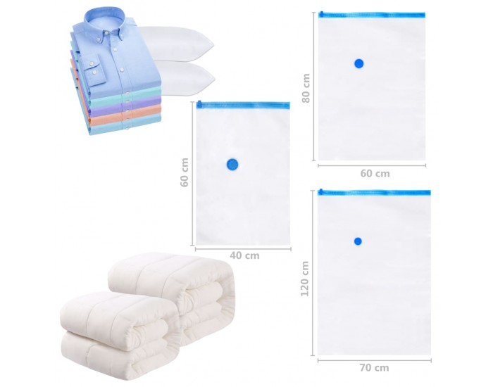 Sonata Вакуумни пътни чанти за съхранение на дрехи, 3 размера, 20 бр