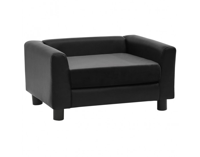 Sonata Кучешки диван, черен, 60x43x30 см, плюш и изкуствена кожа