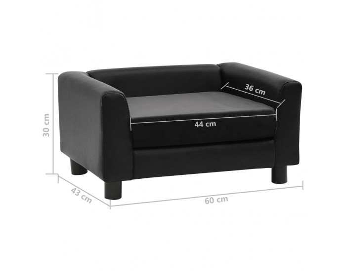 Sonata Кучешки диван, черен, 60x43x30 см, плюш и изкуствена кожа