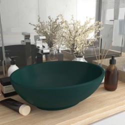 Sonata Луксозна овална мивка, матово тъмнозелена, 40x33 см, керамика - Мивки и Смесители