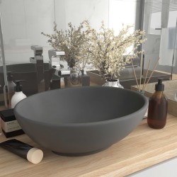 Sonata Луксозна овална мивка, матово тъмносива, 40x33 см, керамика - Мивки и Смесители