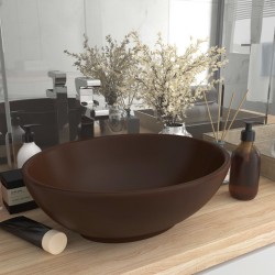 Sonata Луксозна овална мивка, матово тъмнокафява, 40x33 см, керамика - Баня