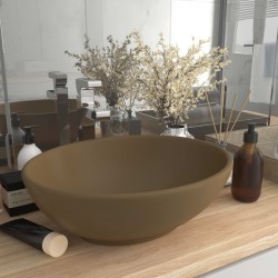 Sonata Луксозна овална мивка, матово кремава, 40x33 см, керамика - Баня