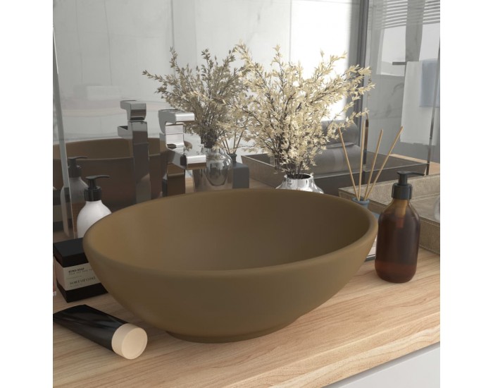 Sonata Луксозна овална мивка, матово кремава, 40x33 см, керамика