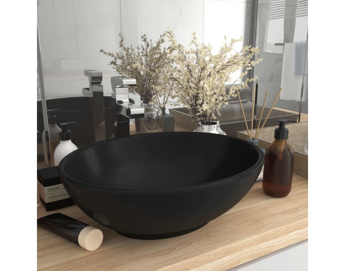 Sonata Луксозна овална мивка, матово черна, 40x33 см, керамика