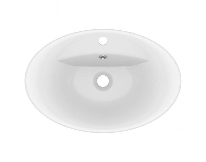 Sonata Мивка с преливник лукс овал бял мат 58,5x39 см керамика