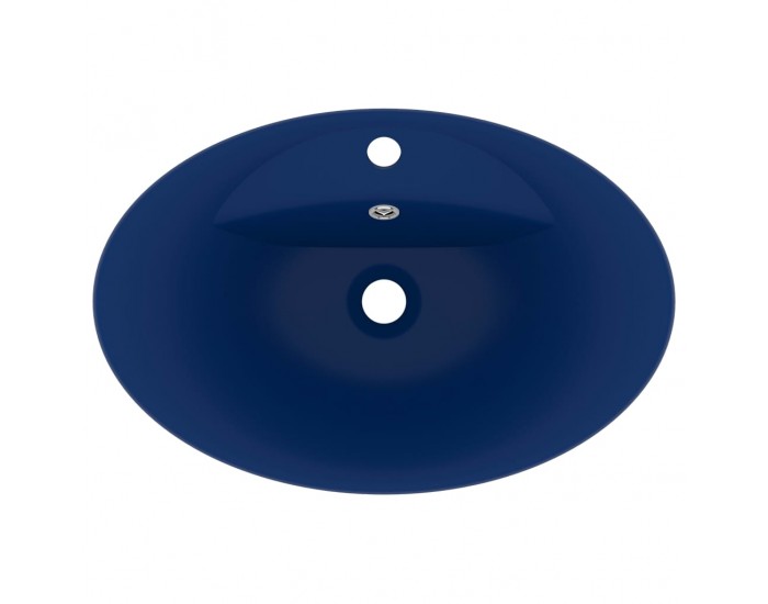 Sonata Мивка с преливник лукс овал тъмносин мат 58,5x39 см керамика
