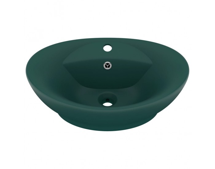 Sonata Мивка с преливник лукс овал тъмнозелен мат 58,5x39 см керамика