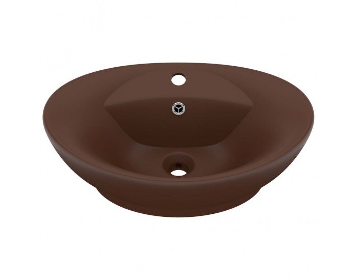 Sonata Мивка с преливник лукс овал тъмнокафяв мат 58,5x39 см керамика