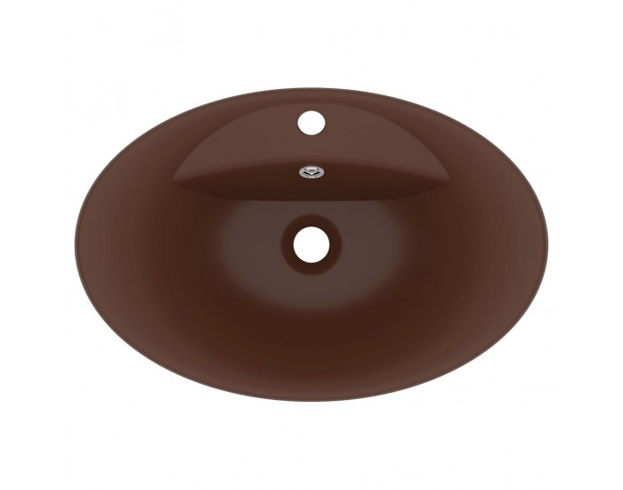 Sonata Мивка с преливник лукс овал тъмнокафяв мат 58,5x39 см керамика