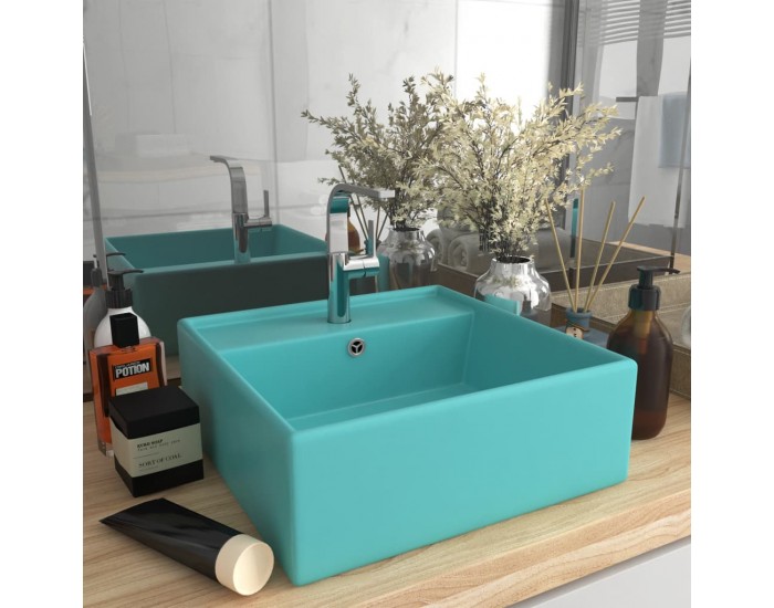 Sonata Мивка преливник лукс квадрат светлозелен мат 41x41 см керамика