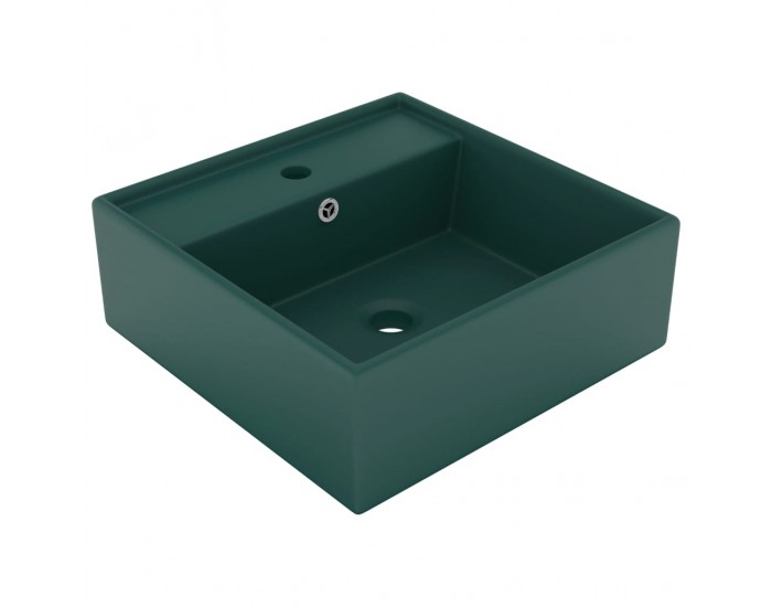 Sonata Мивка с преливник лукс квадрат тъмнозелен мат 41x41 см керамика
