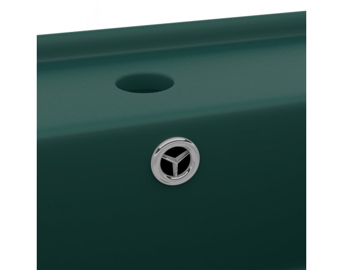 Sonata Мивка с преливник лукс квадрат тъмнозелен мат 41x41 см керамика