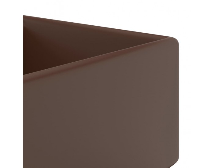 Sonata Мивка с преливник лукс квадрат тъмнокафяв мат 41x41 см керамика