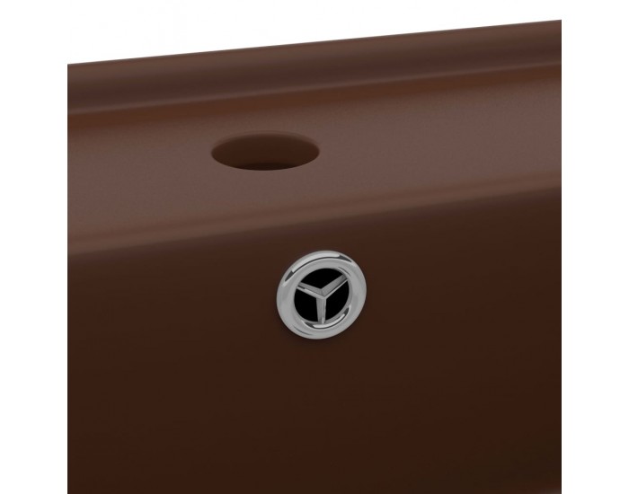 Sonata Мивка с преливник лукс квадрат тъмнокафяв мат 41x41 см керамика