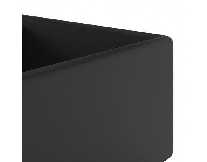 Sonata Мивка с преливник лукс квадрат черен мат 41x41 см керамика