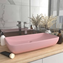 Sonata Луксозна правоъгълна мивка матово розова 71x38 см керамика - Мивки и Смесители