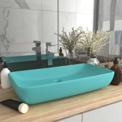Sonata Луксозна правоъгълна мивка мат светлозелено 71x38 см керамика - Мивки и Смесители