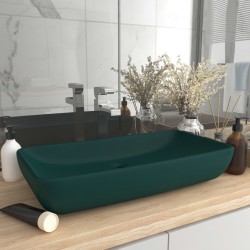 Sonata Луксозна правоъгълна мивка матово тъмнозелена 71x38 см керамика - Баня